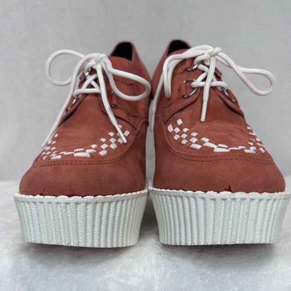 T.U.K Peachy Suede Wedge Creeper Shoes Size 9 Lace Up - Picture 6 of 12